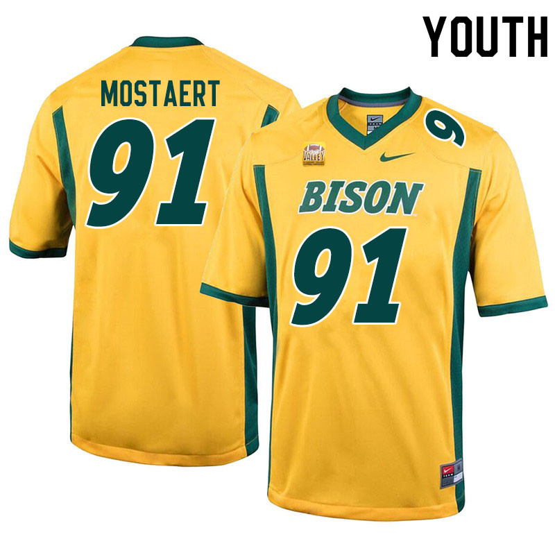 Youth #91 Will Mostaert North Dakota State Bison College Football Jerseys Sale-Yellow